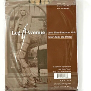 LEG Avenue Sheer Pantyhose With Faux Chains And Straps